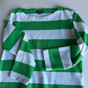 J. Crew Green and White Top❗️
